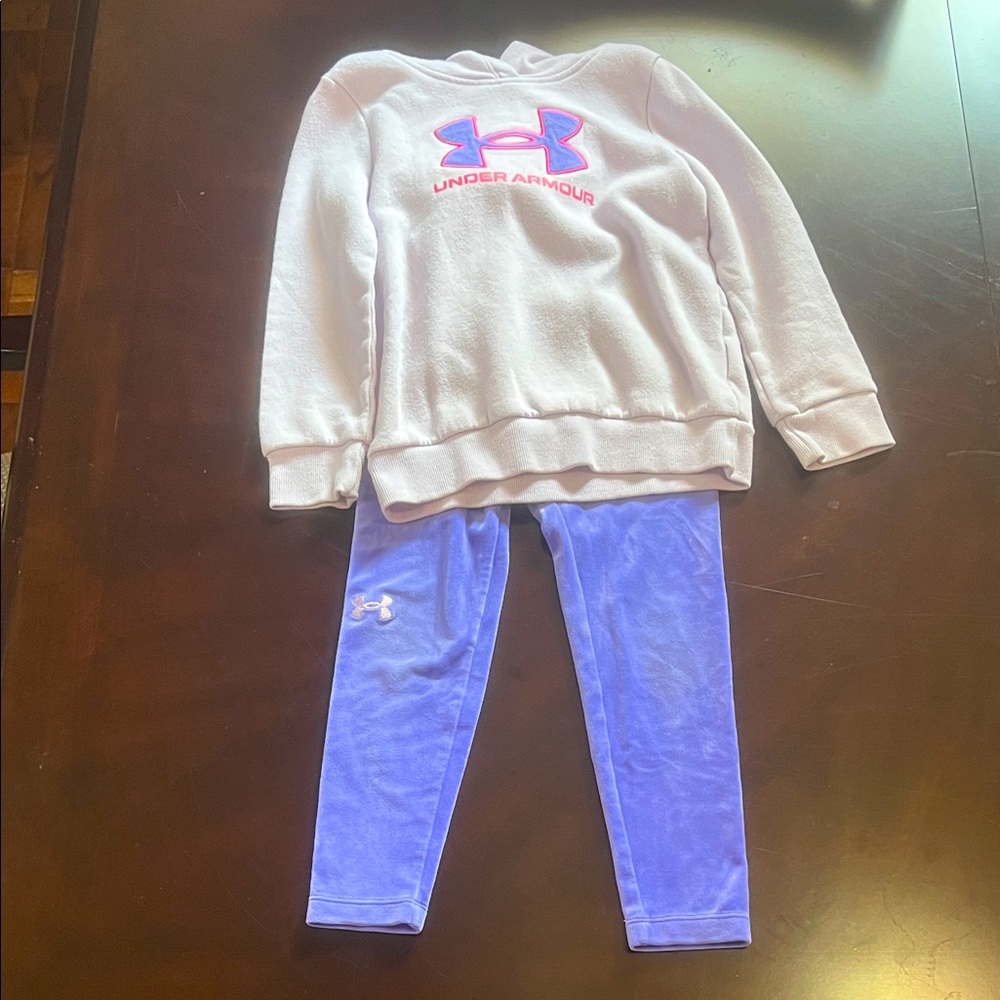 Under Armour Kids White and Purple Leggings Set size 5